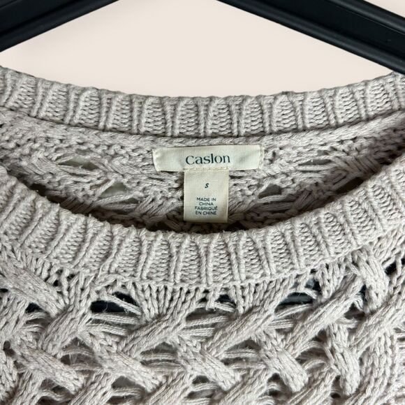 🍦 SMALL OPEN KNIT SWEATER OATMEAL CREAM BEIGE CASLON NORDSTROM - Picture 3 of 6